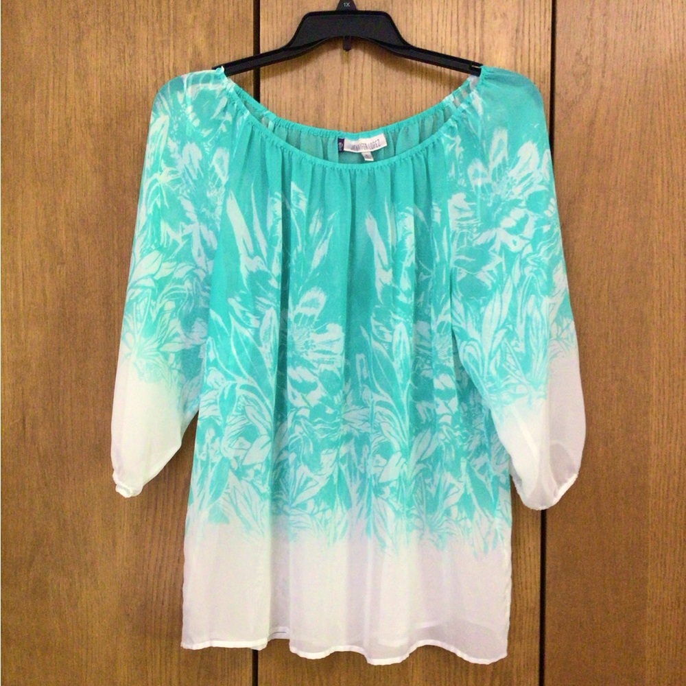 Jennifer Lopez Blouse sheer, feminine and gorgeous EUC XL washable